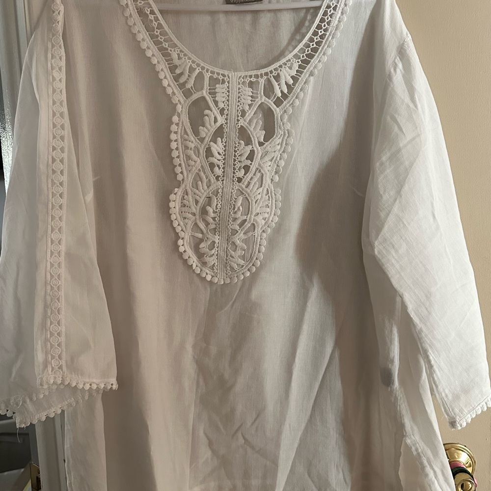 White Lace Detail Cover Up